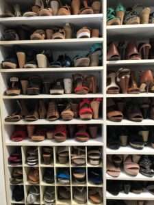 Well organized shoe cubbies.